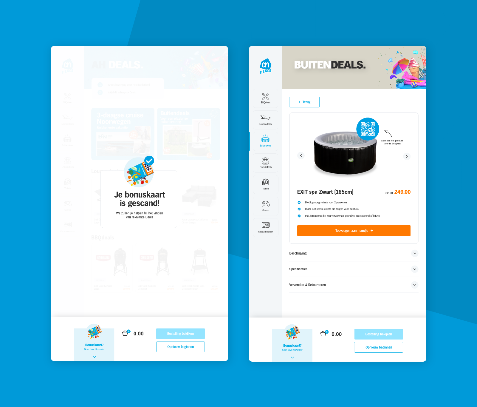 Albert Heijn Deals interface schermen
