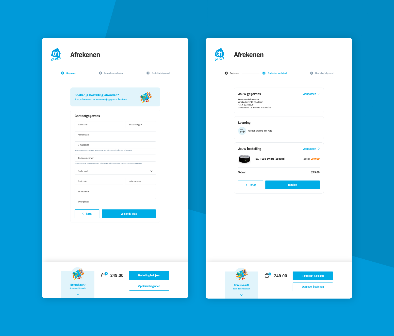 Albert Heijn Deals interface schermen