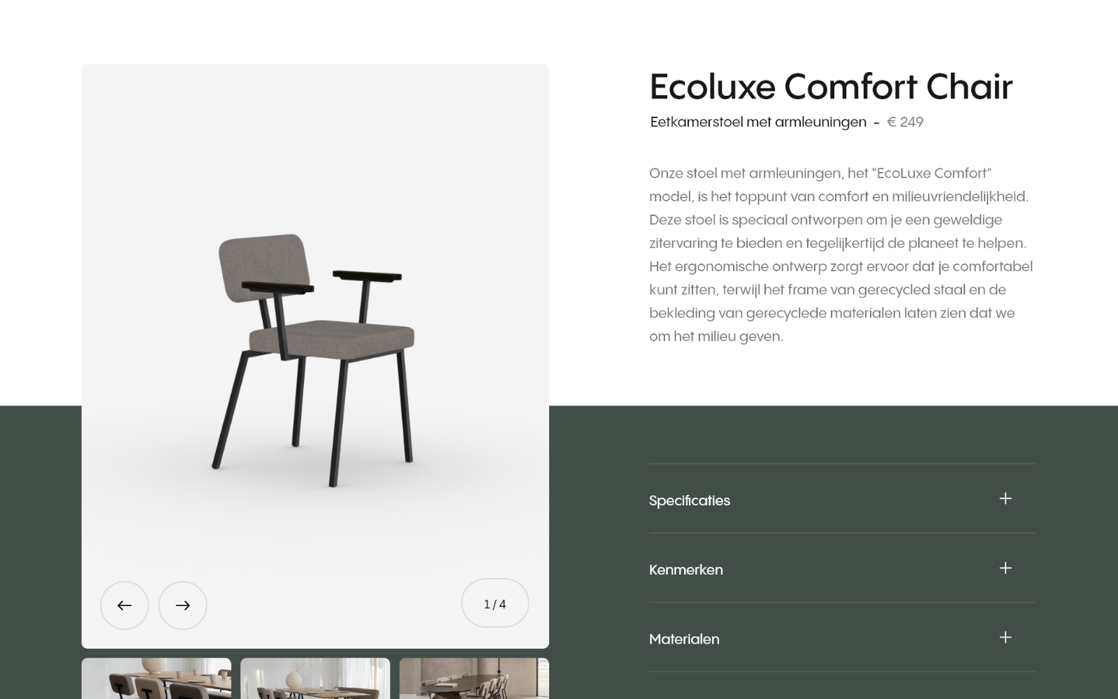 Revi circulaire meubels interface scherm